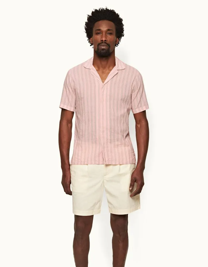 Men Orlebar Brown Shirts Maitan Rosewhite