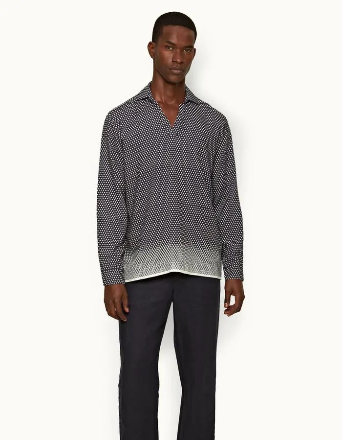 Men Orlebar Brown Shirts Ridley Night Iriswhite