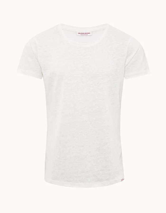 Men Orlebar Brown TShirts ObT Linen White Sand