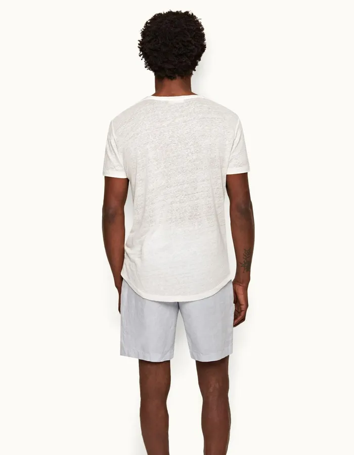 Men Orlebar Brown TShirts ObT Linen White Sand