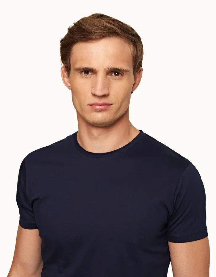 Men Orlebar Brown TShirts ObT Mercerised Navy