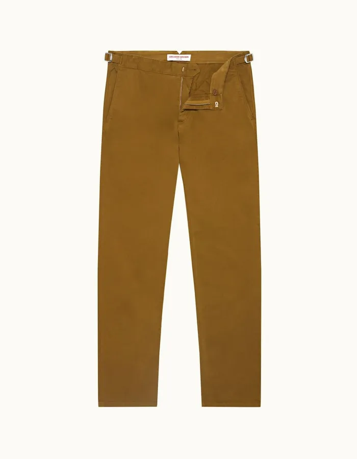 Men Orlebar Brown Trousers Fallon StretchCotton Golden Khaki
