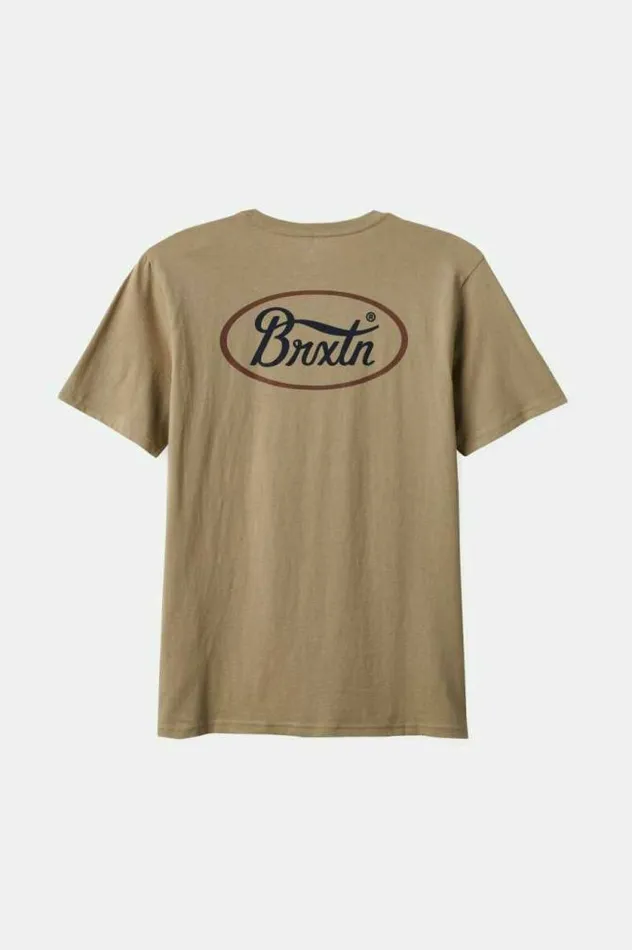 Men Parsons SS Tailored TShirt Oatmealwashed Navysepia Brixton TShirts