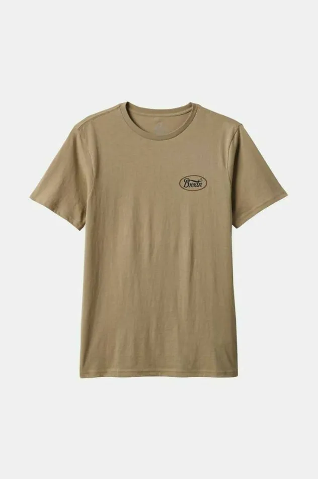 Men Parsons SS Tailored TShirt Oatmealwashed Navysepia Brixton TShirts