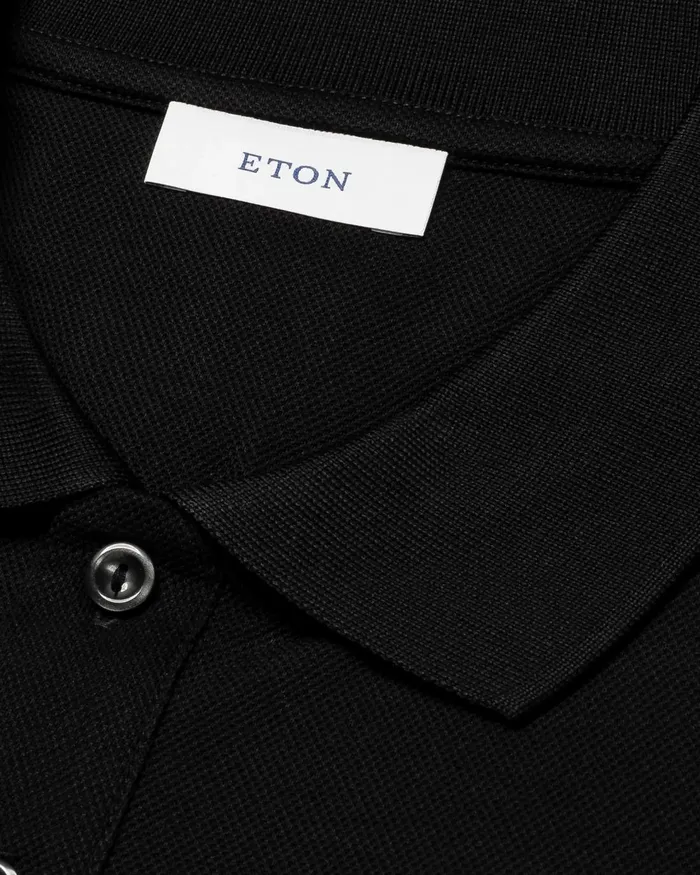 Men Piqu Polo Shirt Black Eton Casual Shirts Men Piqu Polo Shirt Black Eton Casual Shirts