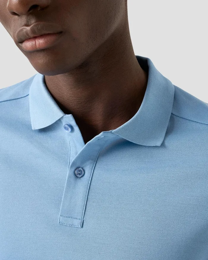 Men Piqu Polo Shirt Blue Eton Casual Shirts Men Piqu Polo Shirt Blue Eton Casual Shirts