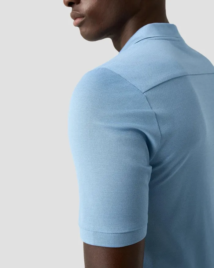 Men Piqu Polo Shirt Blue Eton Casual Shirts Men Piqu Polo Shirt Blue Eton Casual Shirts