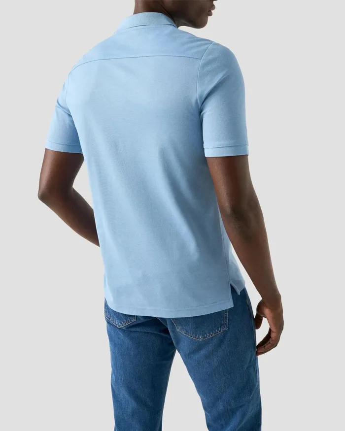 Men Piqu Polo Shirt Blue Eton Casual Shirts Men Piqu Polo Shirt Blue Eton Casual Shirts