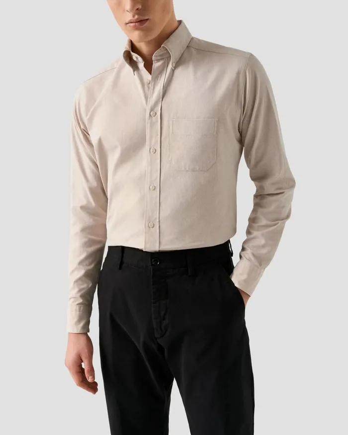 Men Royal Oxford Shirt Brown Eton Casual Shirts