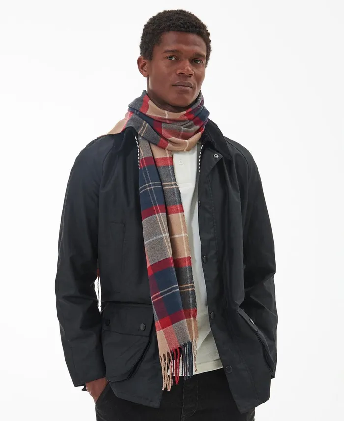 Men Scarves and Handkerchiefs Barbour Galingale Tartan Scarf Cranberry Tartan