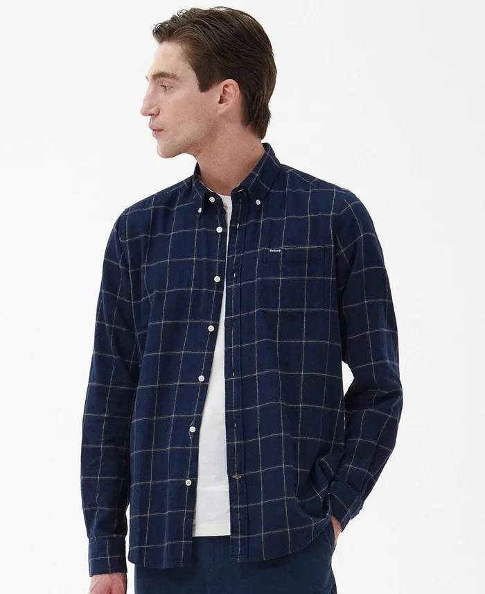 Men Shirts Barbour Acorn Tailored Shirt Classic Navy