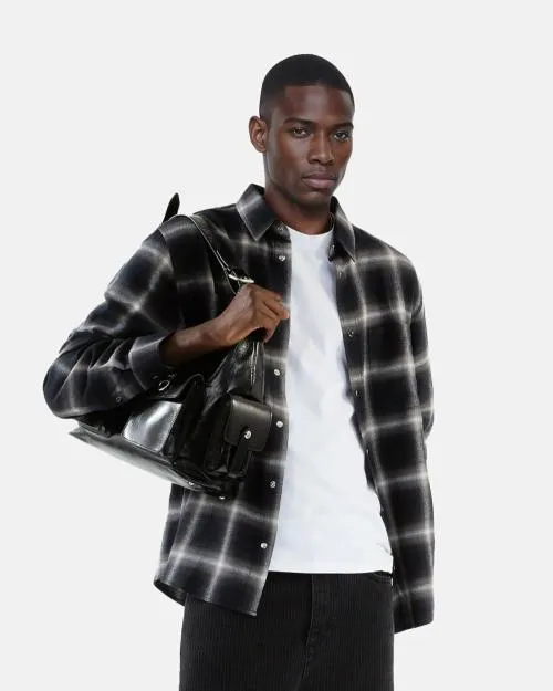 Men Shirts The Kooples Black And White Check Shirt Black Grey White