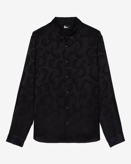 Men Shirts The Kooples Black Jacquard Shirt Black