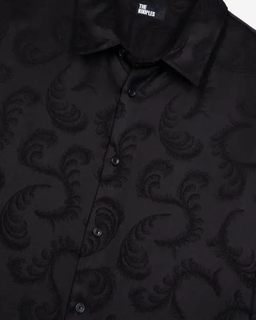Men Shirts The Kooples Black Jacquard Shirt Black