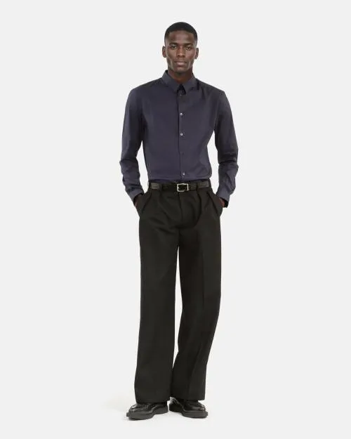 Men Shirts The Kooples Navy Blue Poplin Shirt Navy