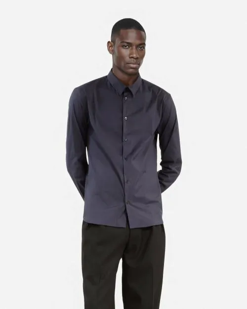 Men Shirts The Kooples Navy Blue Poplin Shirt Navy