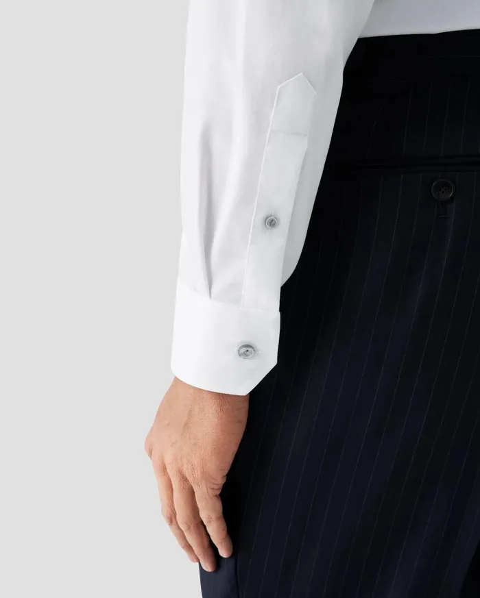Men Solid Signature Twill Shirt White Eton Dress Shirts
