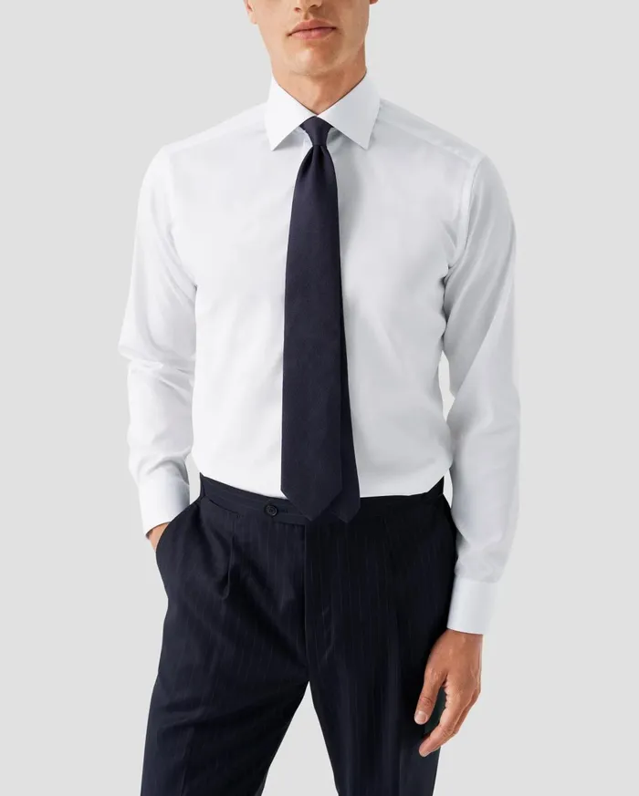 Men Solid Signature Twill Shirt White Eton Dress Shirts