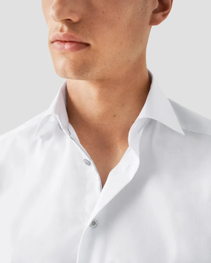 Men Solid Signature Twill Shirt White Eton Dress Shirts