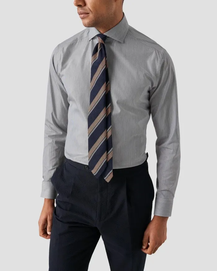 Men Striped Cotton Silk Shirt Blue Eton Casual Shirts Men Striped Cotton Silk Shirt Blue Eton Casual Shirts