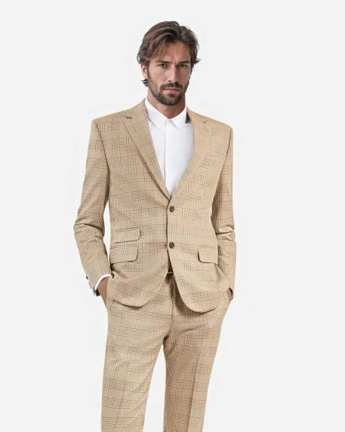 Men Suits The Kooples Beige Prince Of Wales Suit Jacket Beigebrown
