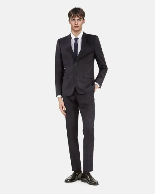 Men Suits The Kooples Navy Blue Wool Suit Jacket Straight Tailored Cut Dark Navy