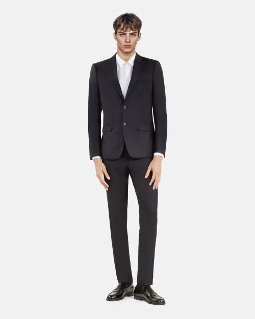 Men Suits The Kooples Navy Blue Wool Suit Jacket Straight Tailored Cut Dark Navy