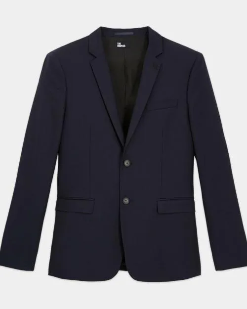 Men Suits The Kooples Navy Blue Wool Suit Jacket Straight Tailored Cut Dark Navy
