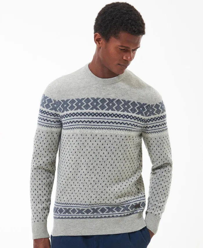 Men Sweaters Barbour Essential Fairisle Sweatshirt Forest