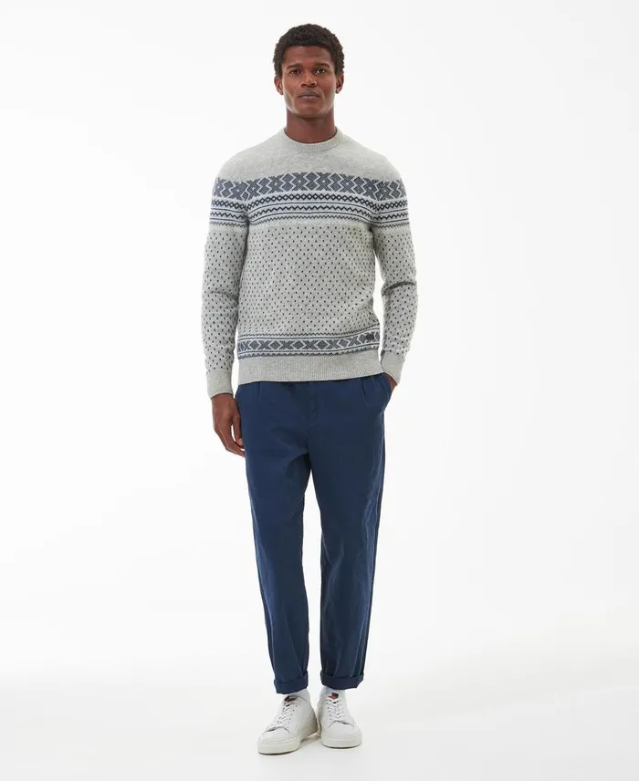 Men Sweaters Barbour Essential Fairisle Sweatshirt Forest Men Sweaters Barbour Essential Fairisle Sweatshirt Forest