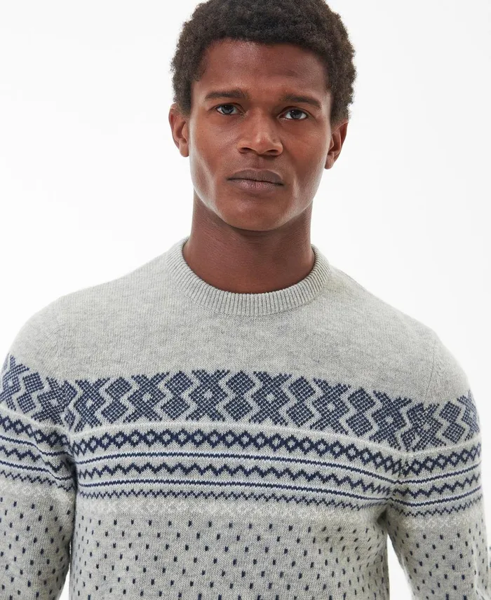 Men Sweaters Barbour Essential Fairisle Sweatshirt Forest Men Sweaters Barbour Essential Fairisle Sweatshirt Forest