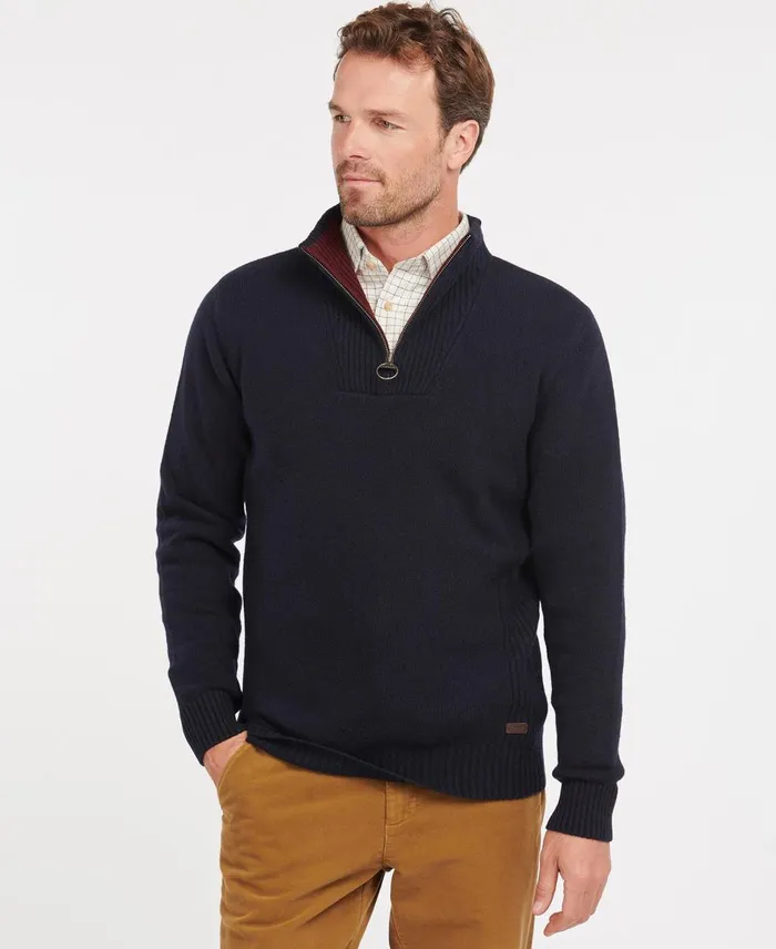Men Sweaters Barbour Nelson Essential Half Zip Jumper Dark Sand