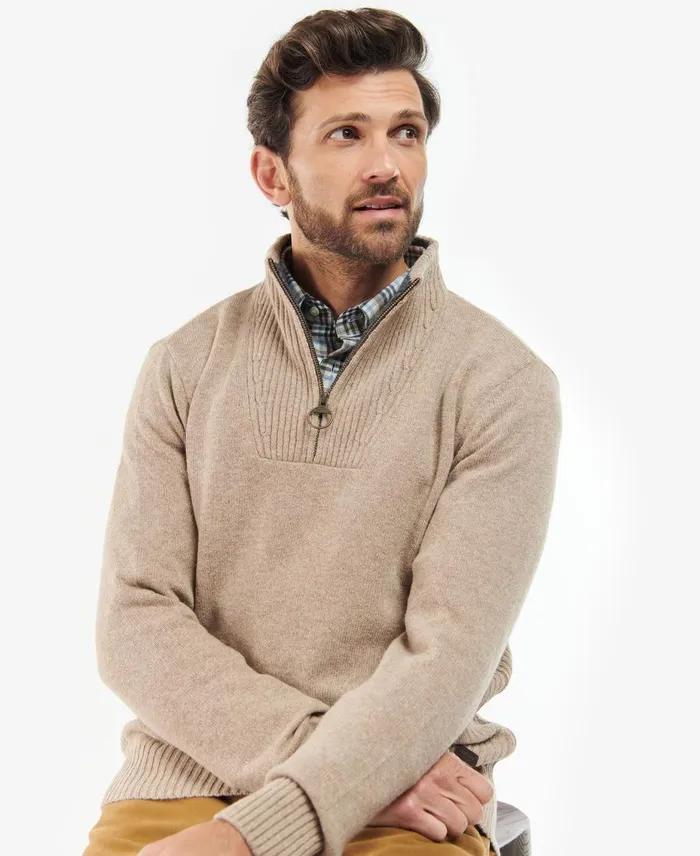 Men Sweaters Barbour Nelson Essential Half Zip Sweatshirt Dark Sand