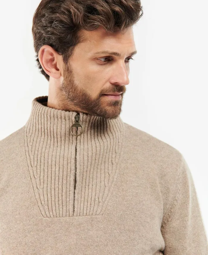 Men Sweaters Barbour Nelson Essential Half Zip Sweatshirt Dark Sand
