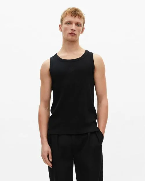 Men Tshirts The Kooples Black Tank Top With Crest Embroidery Black Washed