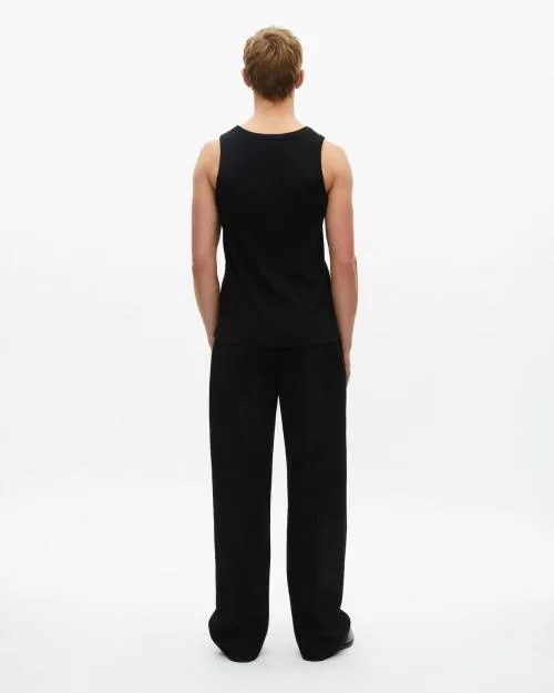 Men Tshirts The Kooples Black Tank Top With Crest Embroidery Black Washed