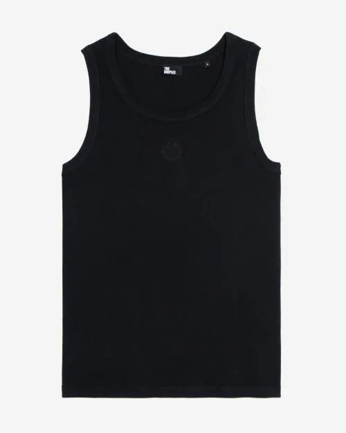 Men Tshirts The Kooples Black Tank Top With Crest Embroidery Black Washed