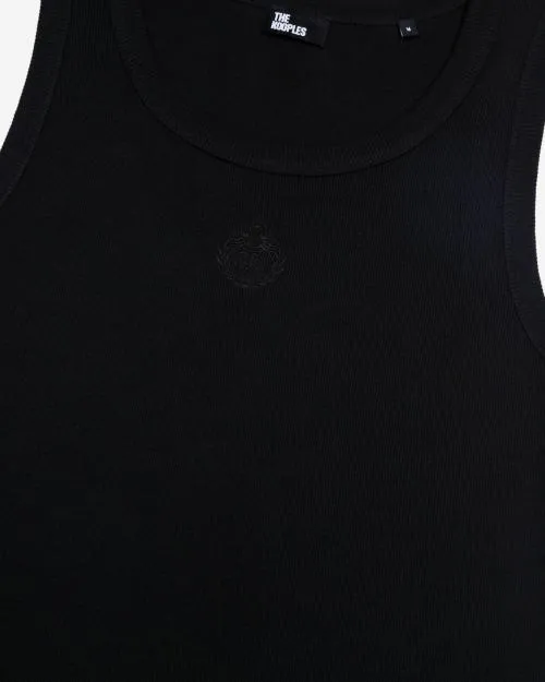 Men Tshirts The Kooples Black Tank Top With Crest Embroidery Black Washed