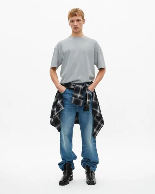 Men Tshirts The Kooples TShirt With Blue Screen Printing Blue Grey