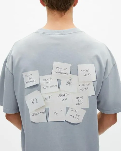 Men Tshirts The Kooples TShirt With Blue Screen Printing Blue Grey