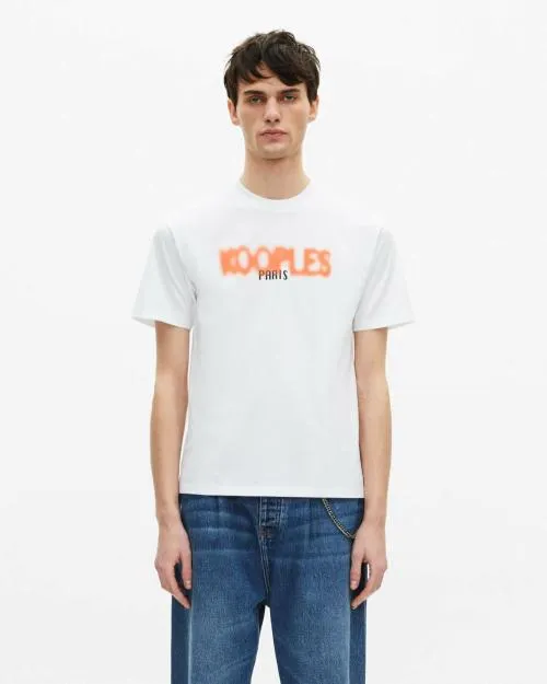 Men Tshirts The Kooples White Logo Screen Printed TShirt White