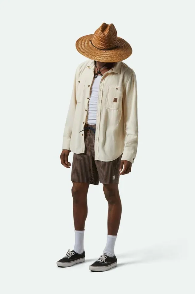 Men The Field Corduroy LS Overshirt Whitecap Brixton Button Ups