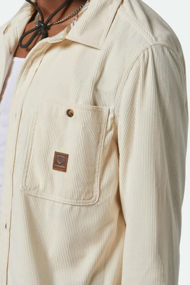 Men The Field Corduroy LS Overshirt Whitecap Brixton Button Ups
