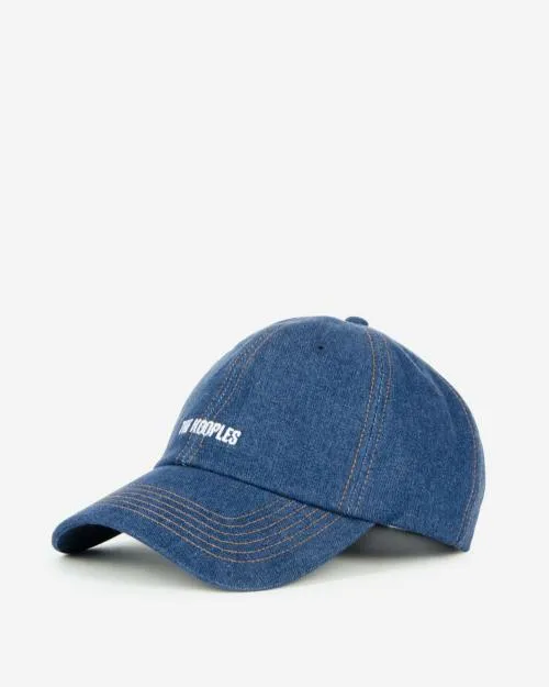 MenWomen Caps The Kooples Navy Blue Embroidered Logo Denim Cap Blue Denim