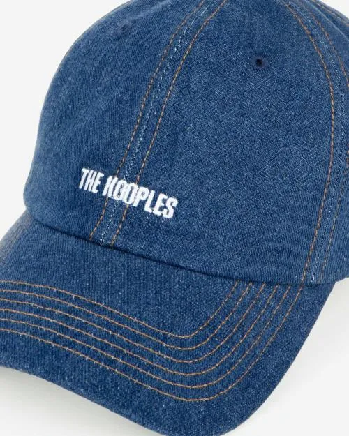 MenWomen Caps The Kooples Navy Blue Embroidered Logo Denim Cap Blue Denim