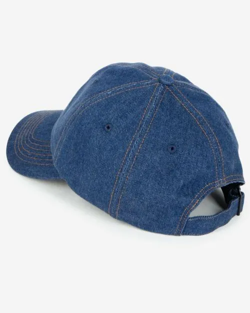 MenWomen Caps The Kooples Navy Blue Embroidered Logo Denim Cap Blue Denim