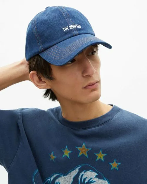 MenWomen Caps The Kooples Navy Blue Embroidered Logo Denim Cap Blue Denim