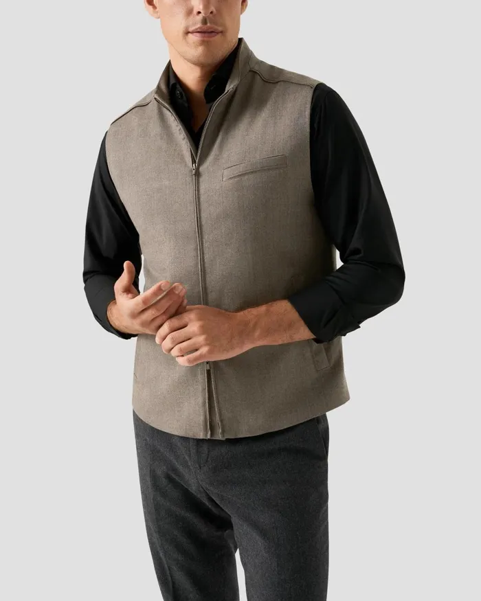 Men Wool Flannel Vest Gray Eton Vests