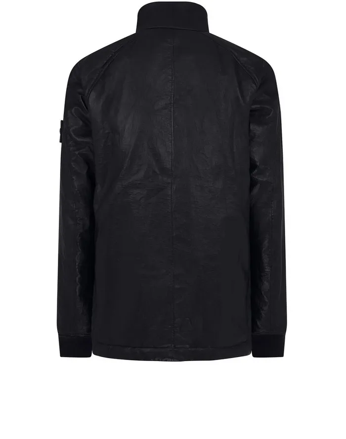 Mens 002F3 Featherweight Leather With Stretch Wool Nylon Down Ghost Piece Blouson In Black Stone Island Coats 038 Jackets
