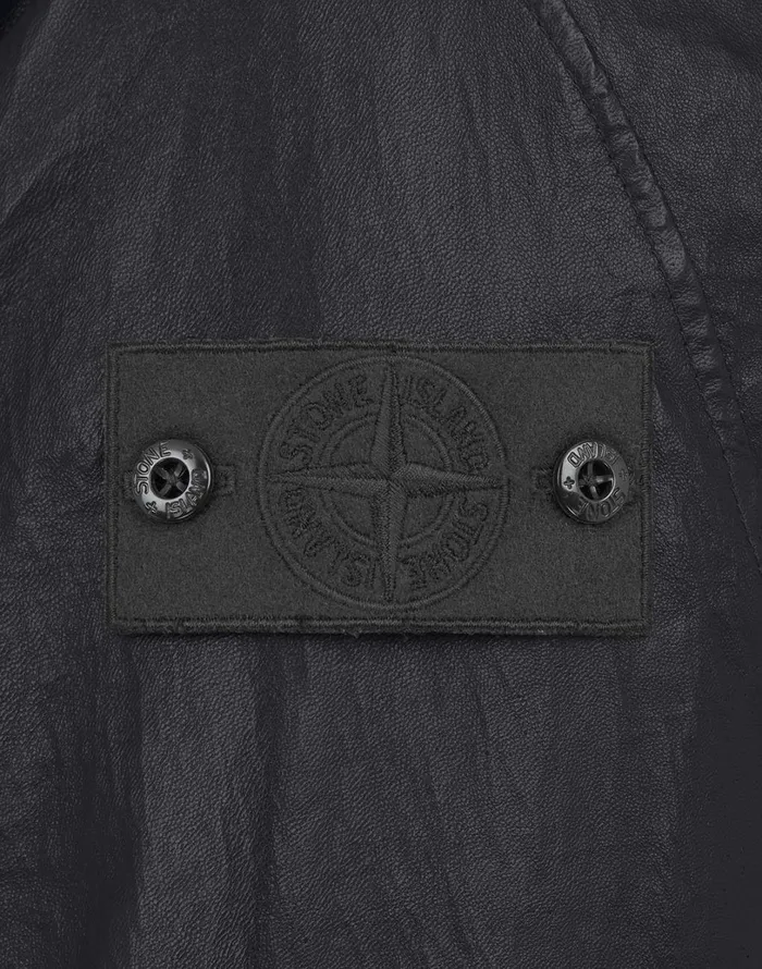 Mens 002F3 Featherweight Leather With Stretch Wool Nylon Down Ghost Piece Blouson In Black Stone Island Coats 038 Jackets